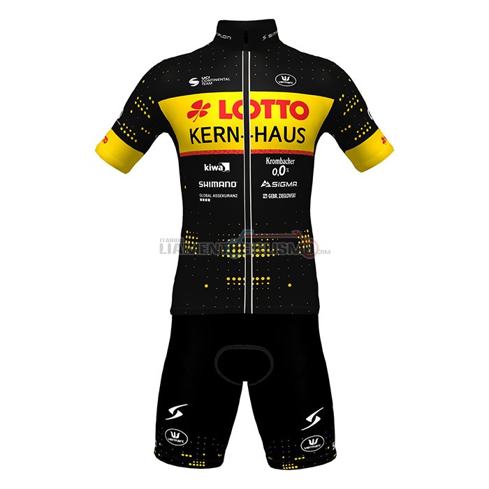 Abbigliamento Ciclismo Lotto-Kern Haus Manica Corta 2022 Nero Giallo